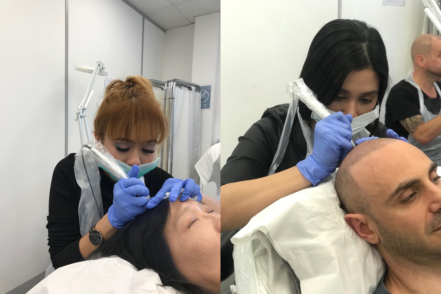 Hair Transplant Centre Malaysia. Hair Transplant nurse Hanin and Vikki at Scalp Micro Pigmentation Finishing Touch Group Conference and Training