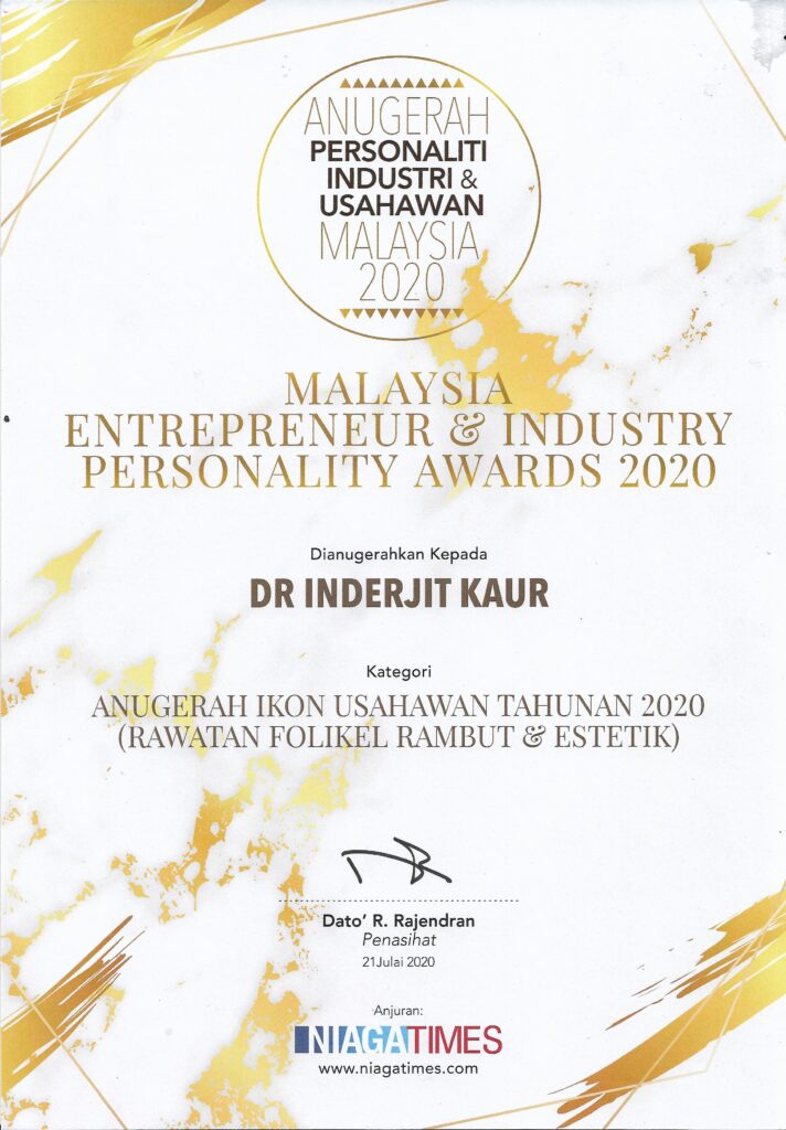 Malaysia entrepreneur and industry personality award certificate
