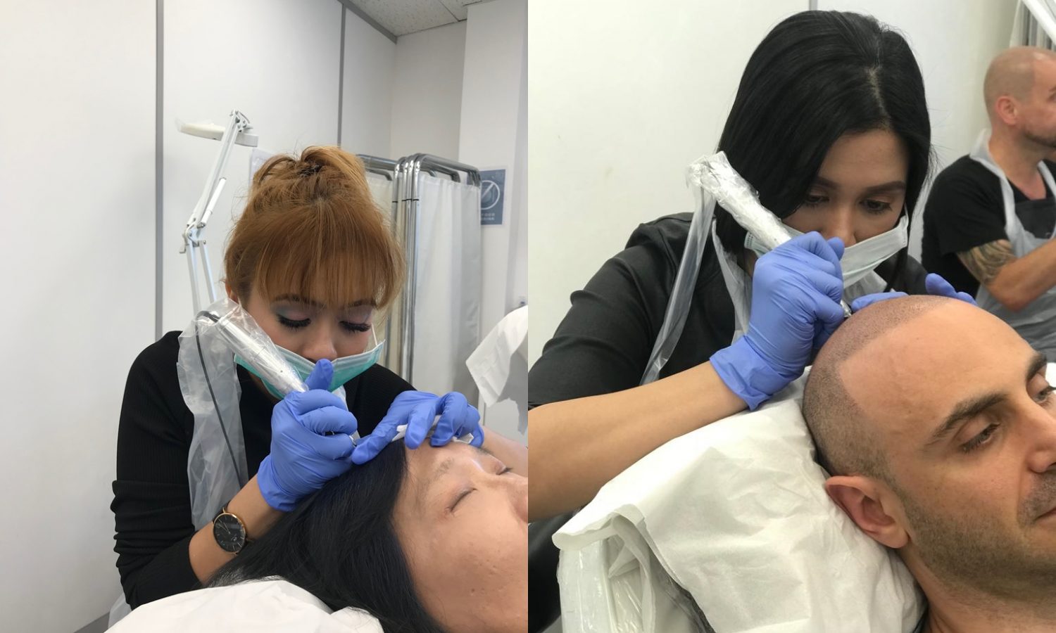 Hair Transplant Centre Malaysia. Hair Transplant nurse Hanin and Vikki at Scalp Micro Pigmentation Finishing Touch Group Conference and Training